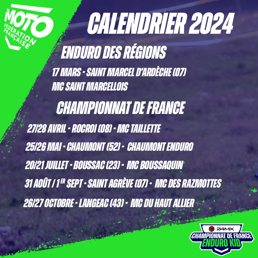 Calendriers 2024 - Championnats