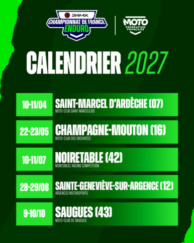 LE CALENDRIER 2027 DU CHAMPIONNAT DE FRANCE D’ENDURO 24MX SE DÉVOILE !